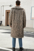 Load image into Gallery viewer, White Grey Thicken Lapel Puffy Mid-Long Faux Fur Coat