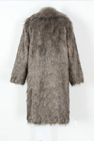 Load image into Gallery viewer, White Grey Thicken Lapel Puffy Mid-Long Faux Fur Coat
