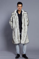 Load image into Gallery viewer, White Grey Thicken Lapel Puffy Mid-Long Faux Fur Coat