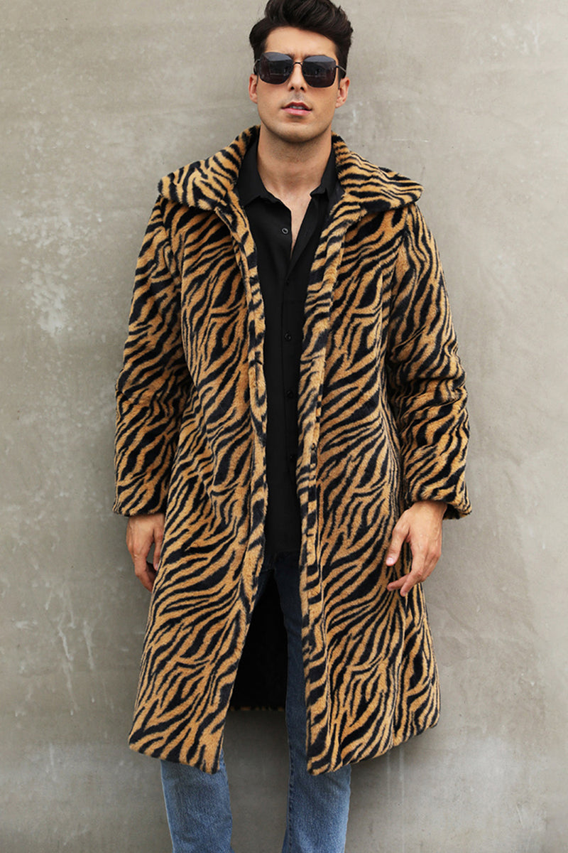 Load image into Gallery viewer, White Zebras Thicken Lapel Mid-Long Warm Faux Fur Coat