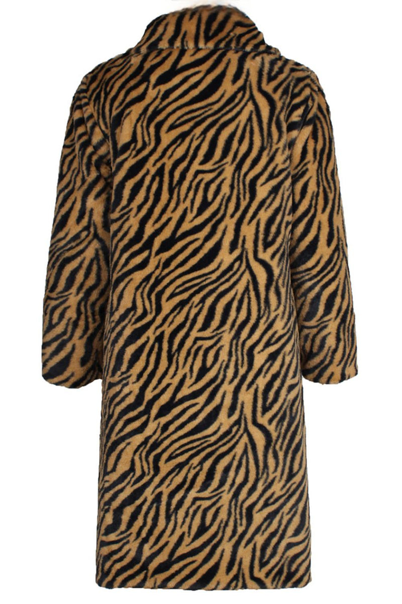 Load image into Gallery viewer, White Zebras Thicken Lapel Mid-Long Warm Faux Fur Coat