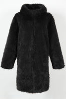 Load image into Gallery viewer, White Grey Thicken Hooded Puffy Mid-Long Faux Fur Coat