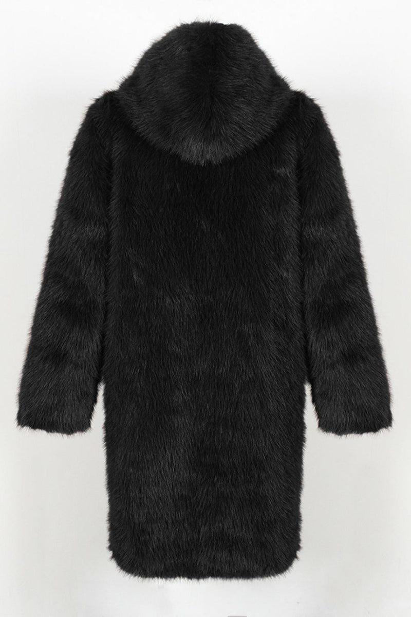 Load image into Gallery viewer, White Grey Thicken Hooded Puffy Mid-Long Faux Fur Coat