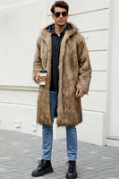 Load image into Gallery viewer, White Grey Thicken Hooded Puffy Mid-Long Faux Fur Coat