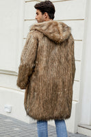 Load image into Gallery viewer, White Grey Thicken Hooded Puffy Mid-Long Faux Fur Coat