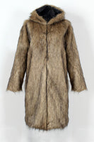 Load image into Gallery viewer, White Grey Thicken Hooded Puffy Mid-Long Faux Fur Coat