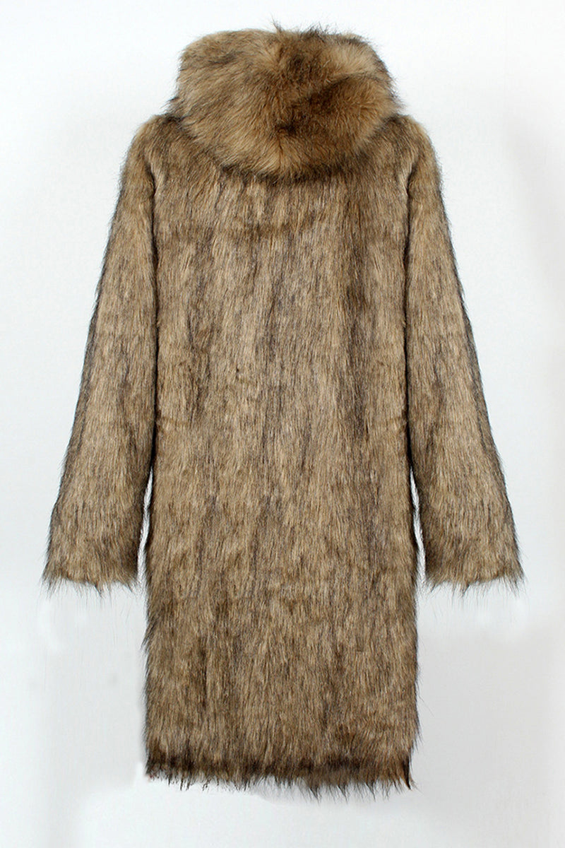 Load image into Gallery viewer, White Grey Thicken Hooded Puffy Mid-Long Faux Fur Coat