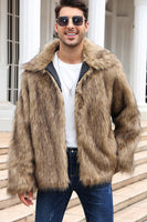 Load image into Gallery viewer, Camel Thicken Lapel Short Faux Fur Coat