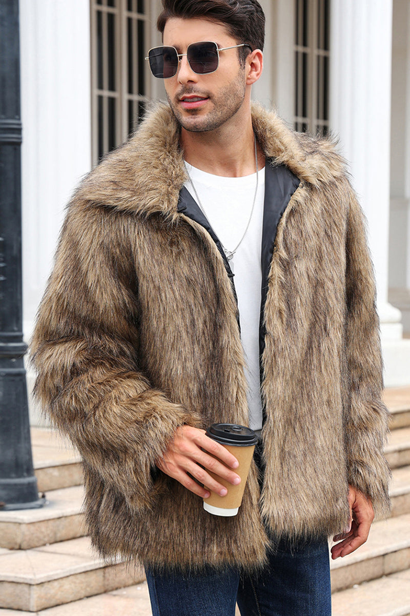 Load image into Gallery viewer, Camel Thicken Lapel Short Faux Fur Coat
