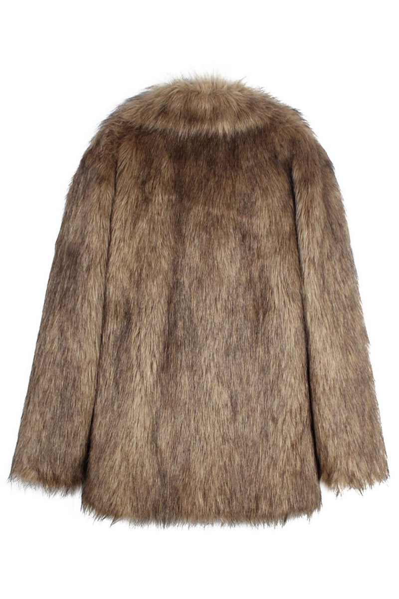 Load image into Gallery viewer, Camel Thicken Lapel Short Faux Fur Coat