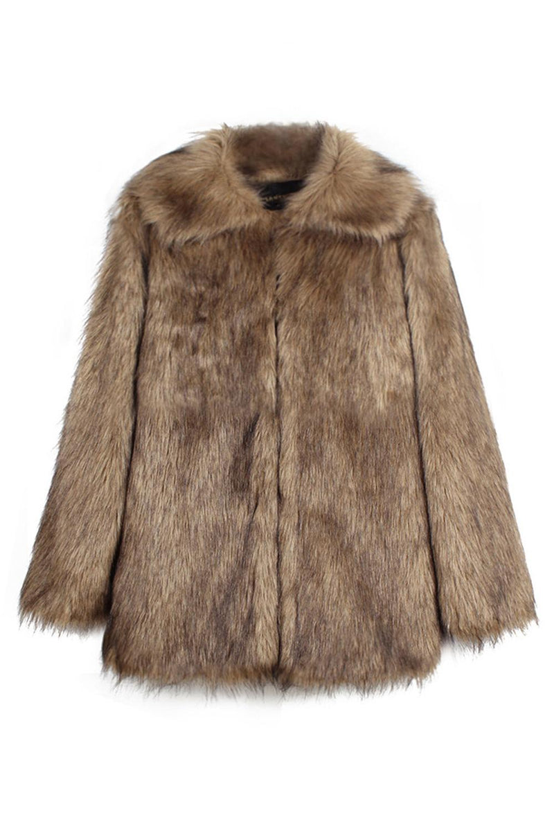 Load image into Gallery viewer, Camel Thicken Lapel Short Faux Fur Coat