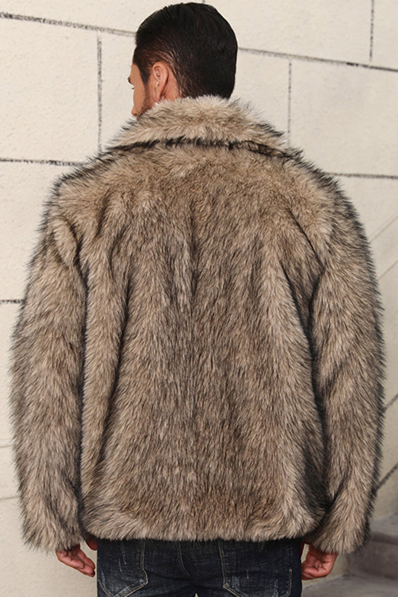 Load image into Gallery viewer, Grey Lapel Short Faux Fur Luxury Puffy Overcoat