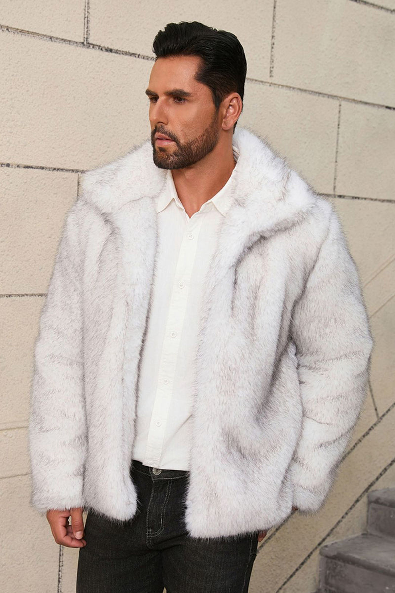 Load image into Gallery viewer, Grey Lapel Short Faux Fur Luxury Puffy Overcoat
