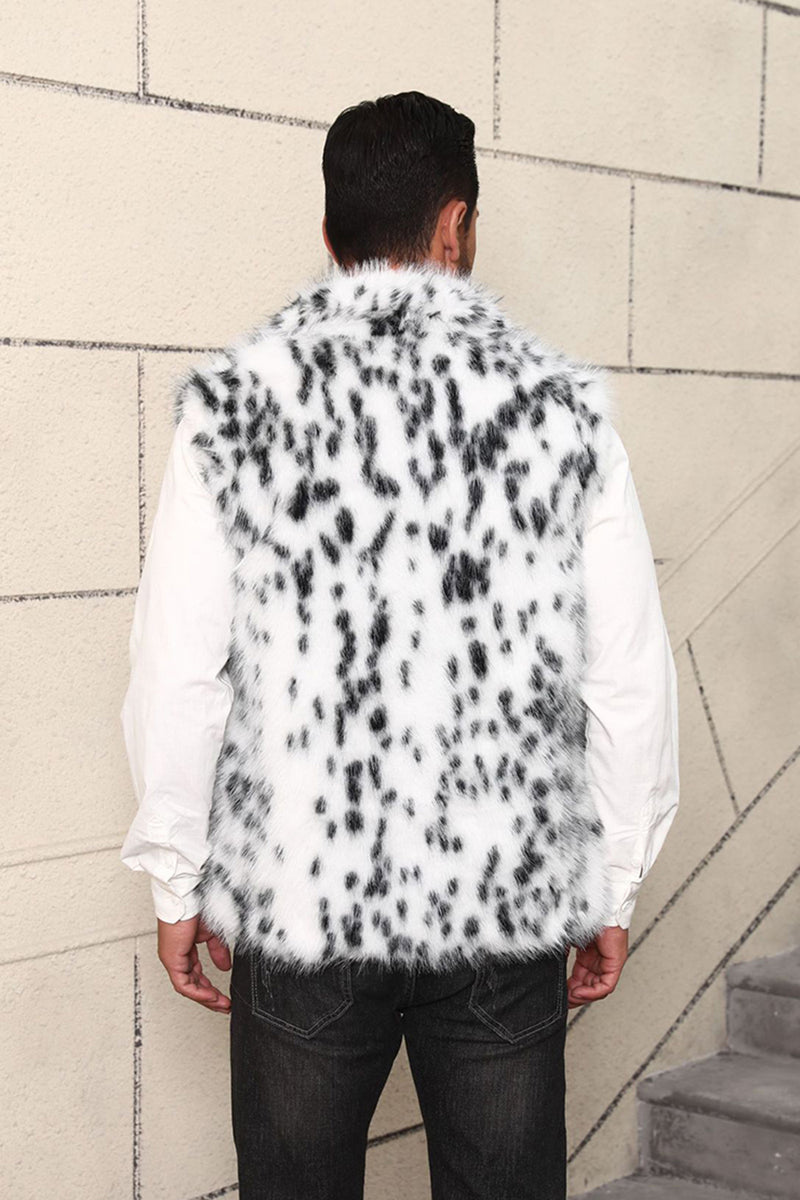 Load image into Gallery viewer, White Leopard Thicken Sleeveless Stand Collar Faux Fur Short Coat