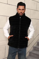 Load image into Gallery viewer, Black Thicken Sleeveless Warm Stand Collar Faux Fur Short Coat