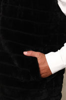 Load image into Gallery viewer, Black Thicken Sleeveless Warm Stand Collar Faux Fur Short Coat