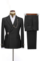 Load image into Gallery viewer, Navy Notched Lapel 2 Pieces Slim Fit Men's Formal Suits