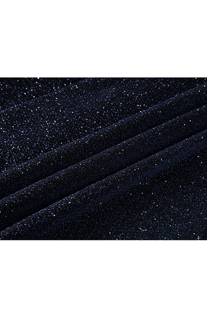 Load image into Gallery viewer, Sparkly Navy Sequin Shawl Lapel 2 Pieces Slim Fit Men's Prom Suits