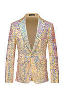 Load image into Gallery viewer, Sparkly Golden Sequin Notched lapel 2 Pieces Men's Prom Suits