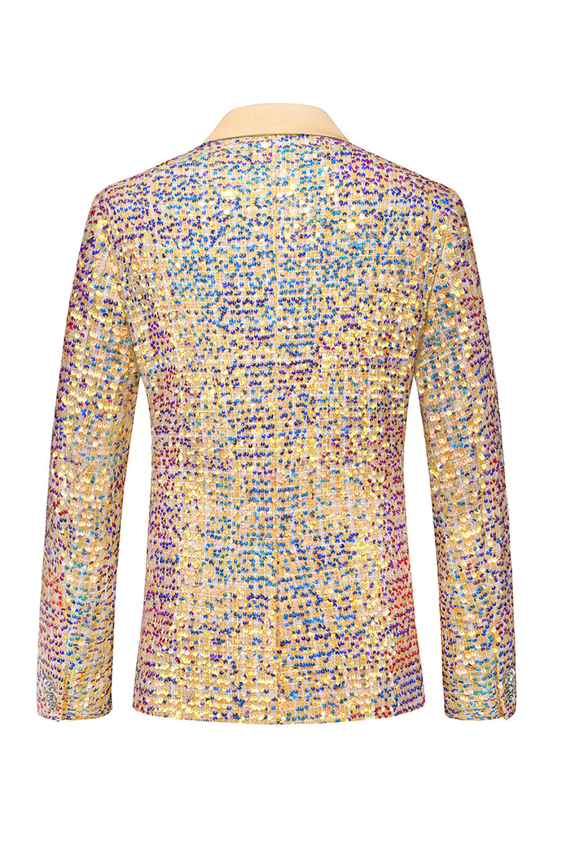 Load image into Gallery viewer, Sparkly Golden Sequin Notched lapel 2 Pieces Men's Prom Suits