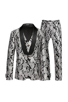 Load image into Gallery viewer, White Jacquard Shawl Lapel Single Breasted 3 Pieces Prom Suits