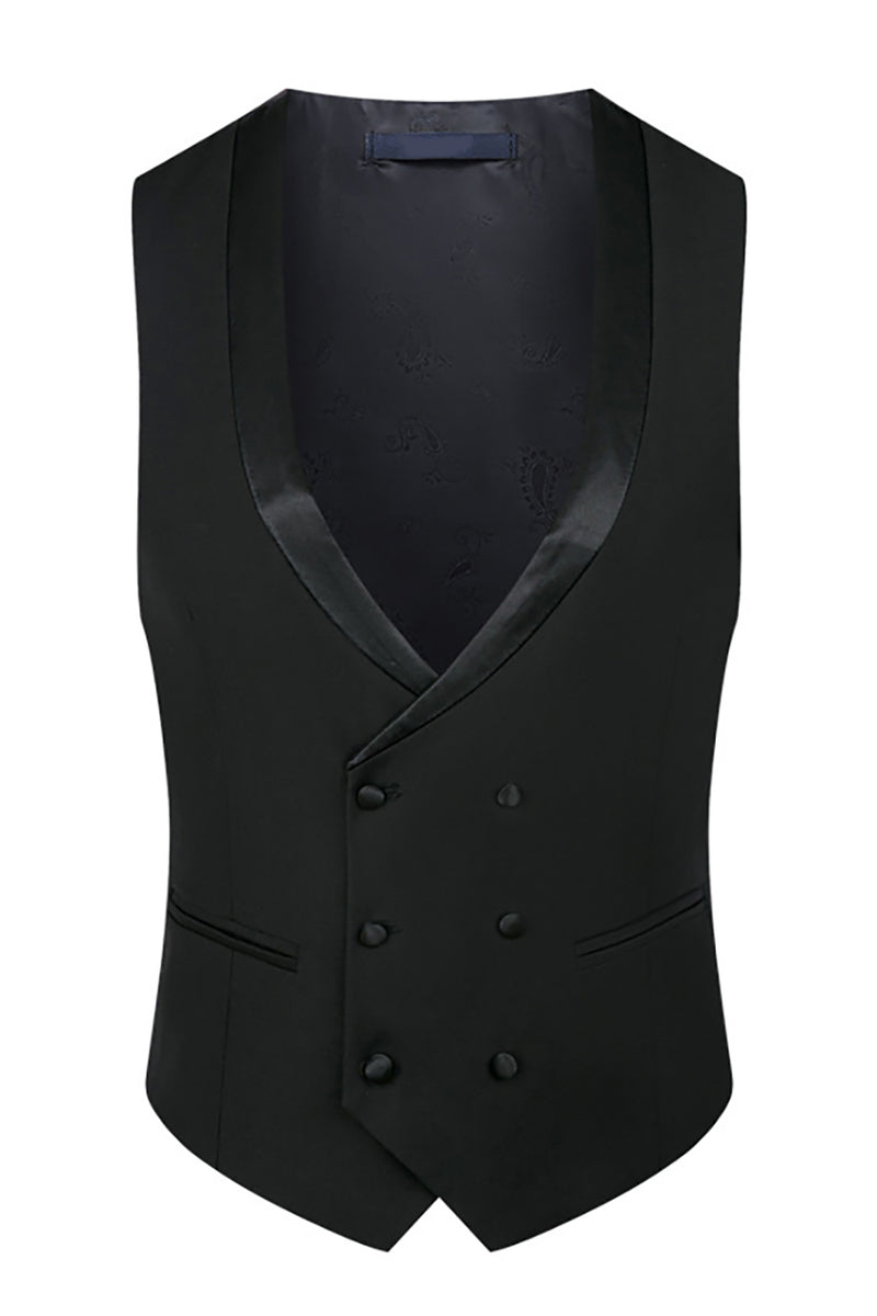 Load image into Gallery viewer, Navy Beaded Shawl Lapel Single Breasted 3 Pieces Prom Suits