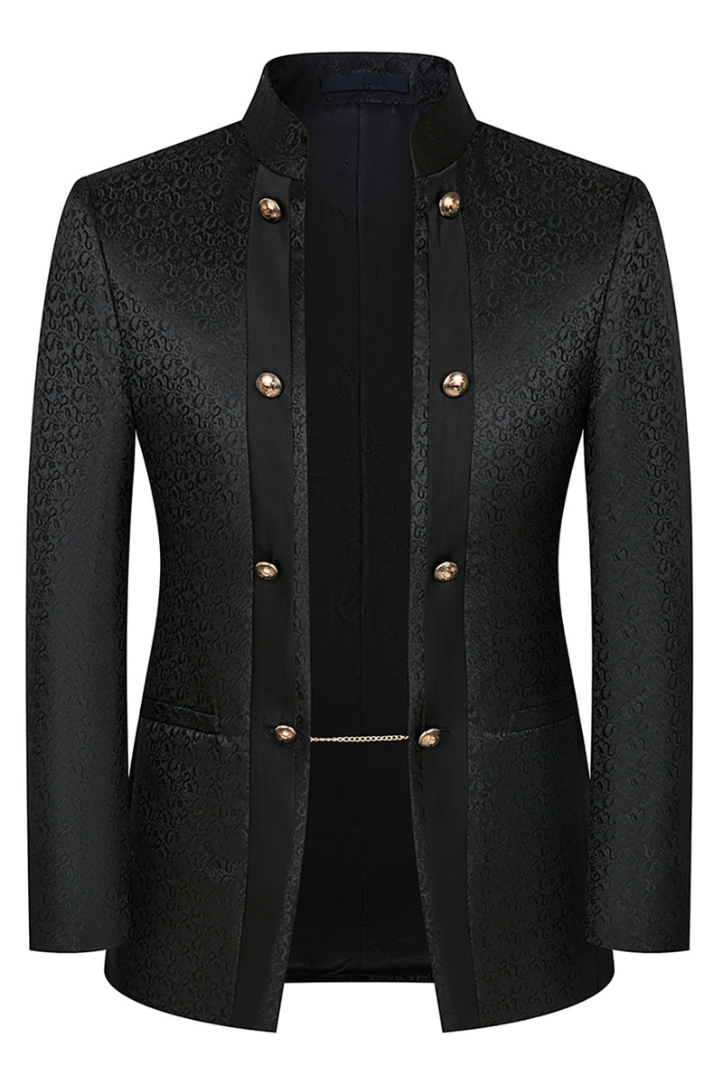 Load image into Gallery viewer, Stand Collar Jacquard Black 3 Pieces Prom Suits