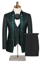 Load image into Gallery viewer, Stand Collar Jacquard Black 3 Pieces Prom Suits