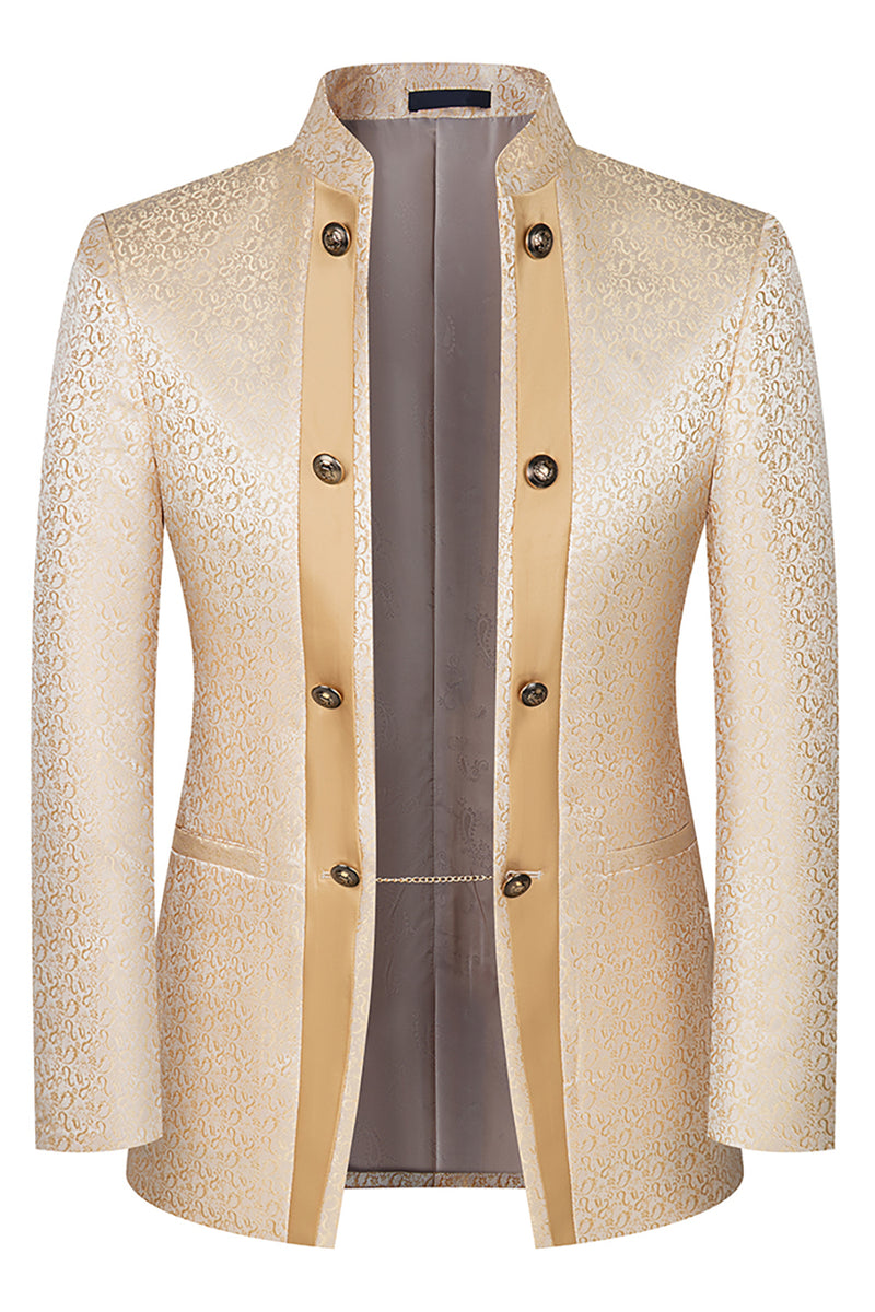 Load image into Gallery viewer, Stand Collar Jacquard Black 3 Pieces Prom Suits