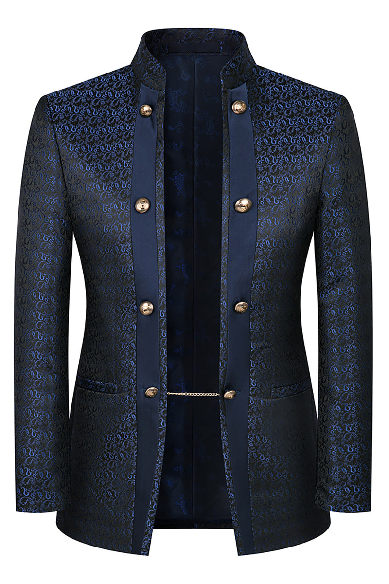 Load image into Gallery viewer, Stand Collar Jacquard Black 3 Pieces Prom Suits