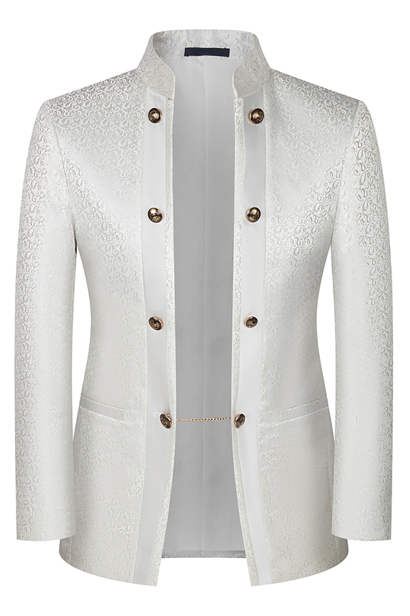 Load image into Gallery viewer, Stand Collar Jacquard Black 3 Pieces Prom Suits