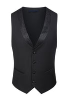 Load image into Gallery viewer, Black Peaked Lapel Beaded 3 Pieces Wedding Suits