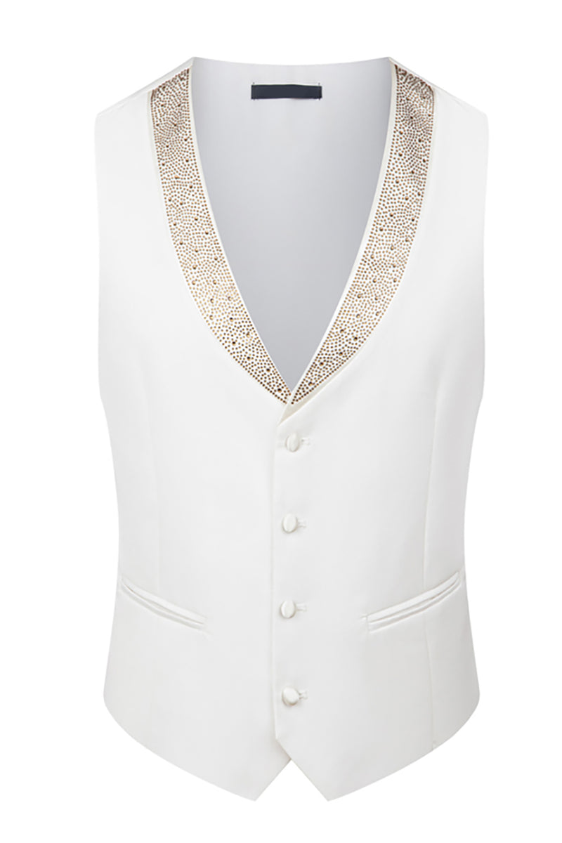 Load image into Gallery viewer, Black Peaked Lapel Beaded 3 Pieces Wedding Suits