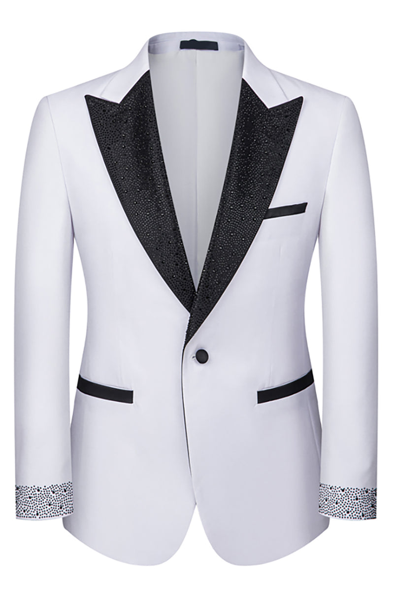 Load image into Gallery viewer, Black Peaked Lapel Beaded 3 Pieces Wedding Suits