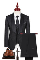 Load image into Gallery viewer, Dark Green Jacquard Shawl Lapel 3 Pieces Prom Suits