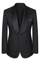 Load image into Gallery viewer, Dark Green Jacquard Shawl Lapel 3 Pieces Prom Suits