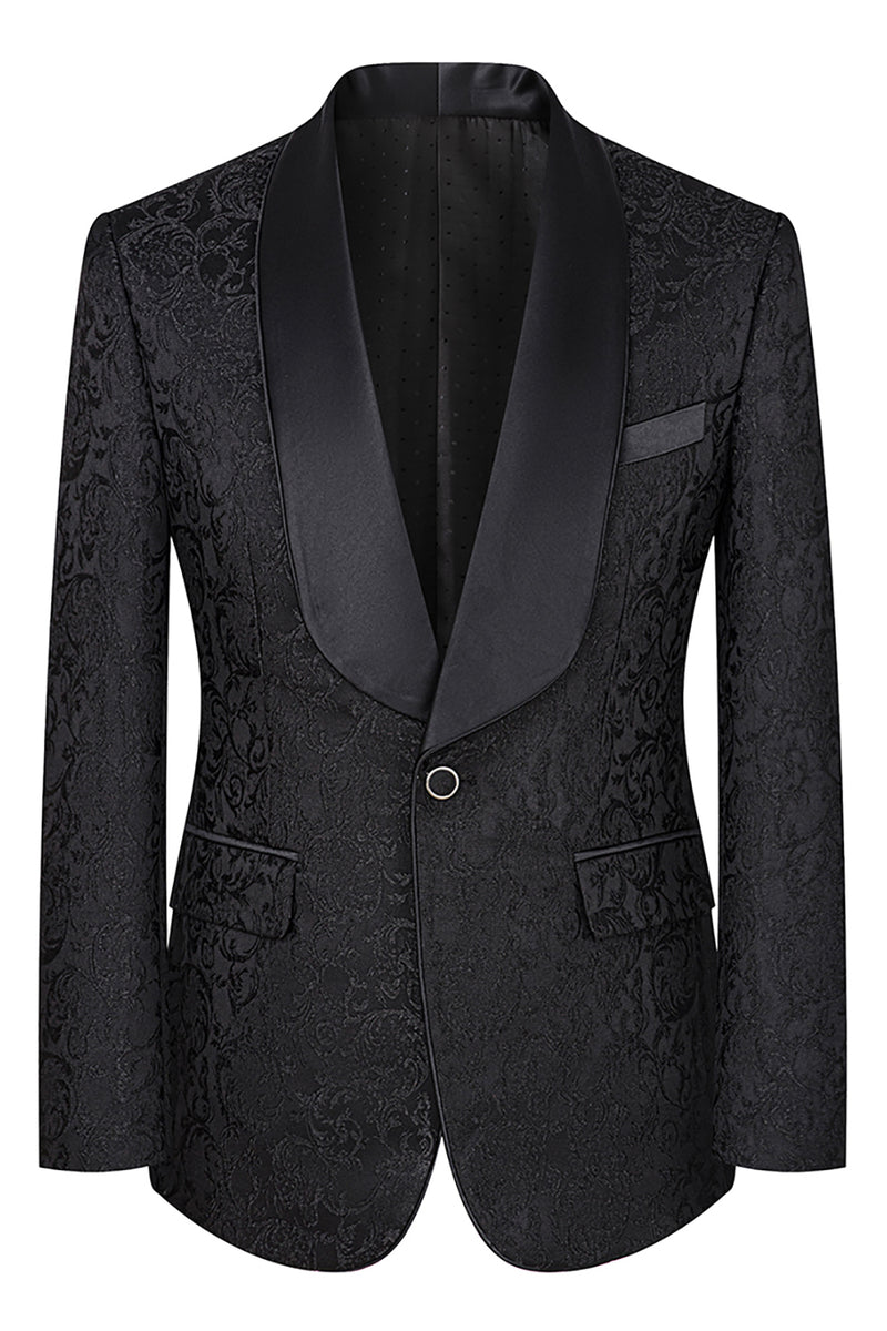 Load image into Gallery viewer, Dark Green Jacquard Shawl Lapel 3 Pieces Prom Suits