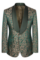 Load image into Gallery viewer, Dark Green Jacquard Shawl Lapel 3 Pieces Prom Suits