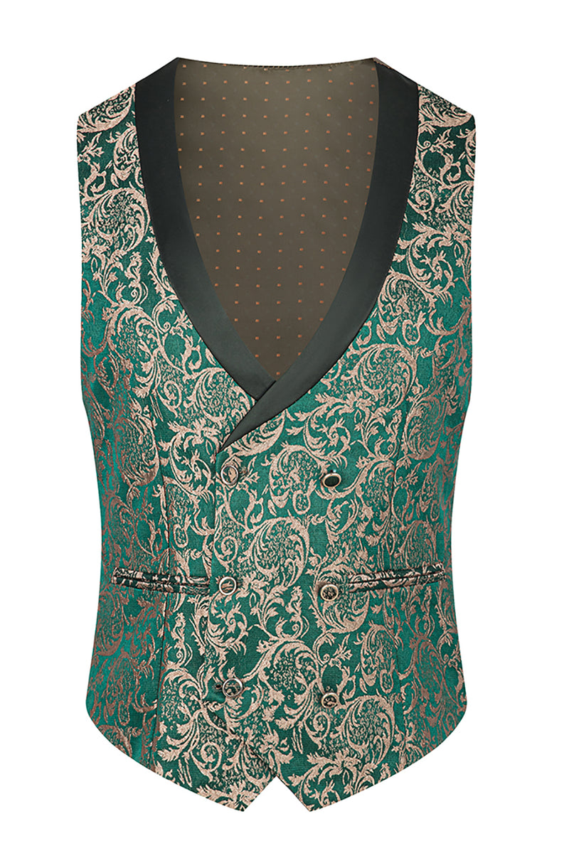 Load image into Gallery viewer, Dark Green Jacquard Shawl Lapel 3 Pieces Prom Suits