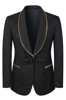 Black Jacquard Shawl Lapel 3 Pieces Prom Suits