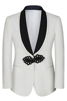 Load image into Gallery viewer, Black Jacquard Shawl Lapel 3 Pieces Prom Suits
