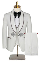 Load image into Gallery viewer, Black Jacquard Shawl Lapel 3 Pieces Prom Suits
