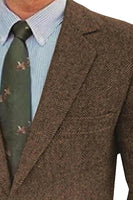 Load image into Gallery viewer, Notched Lapel Brown Tweed Men's Prom Blazer
