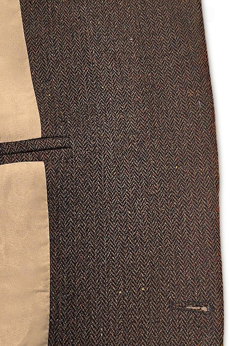 Load image into Gallery viewer, Notched Lapel Brown Tweed Men's Prom Blazer