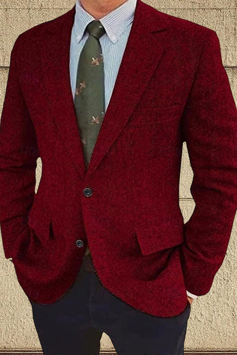 Load image into Gallery viewer, Notched Lapel Brown Tweed Men's Prom Blazer