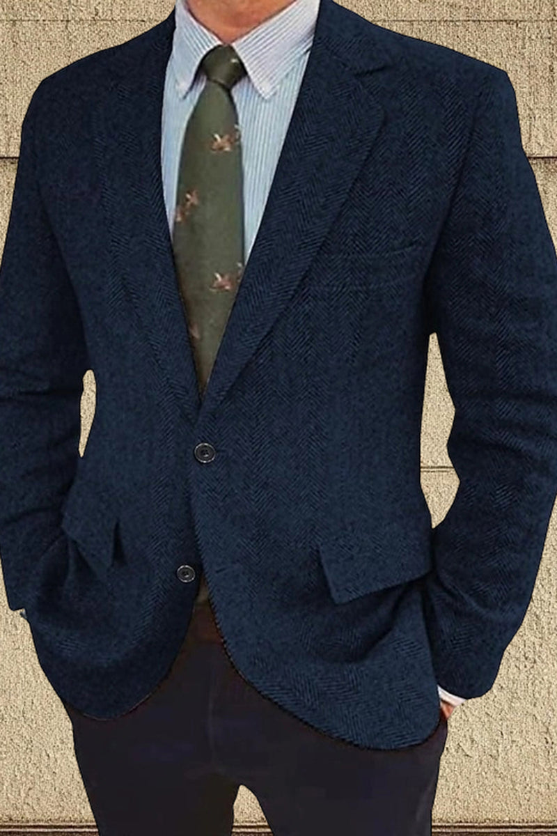 Load image into Gallery viewer, Notched Lapel Brown Tweed Men's Prom Blazer