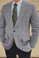 Load image into Gallery viewer, Notched Lapel Brown Tweed Men's Prom Blazer