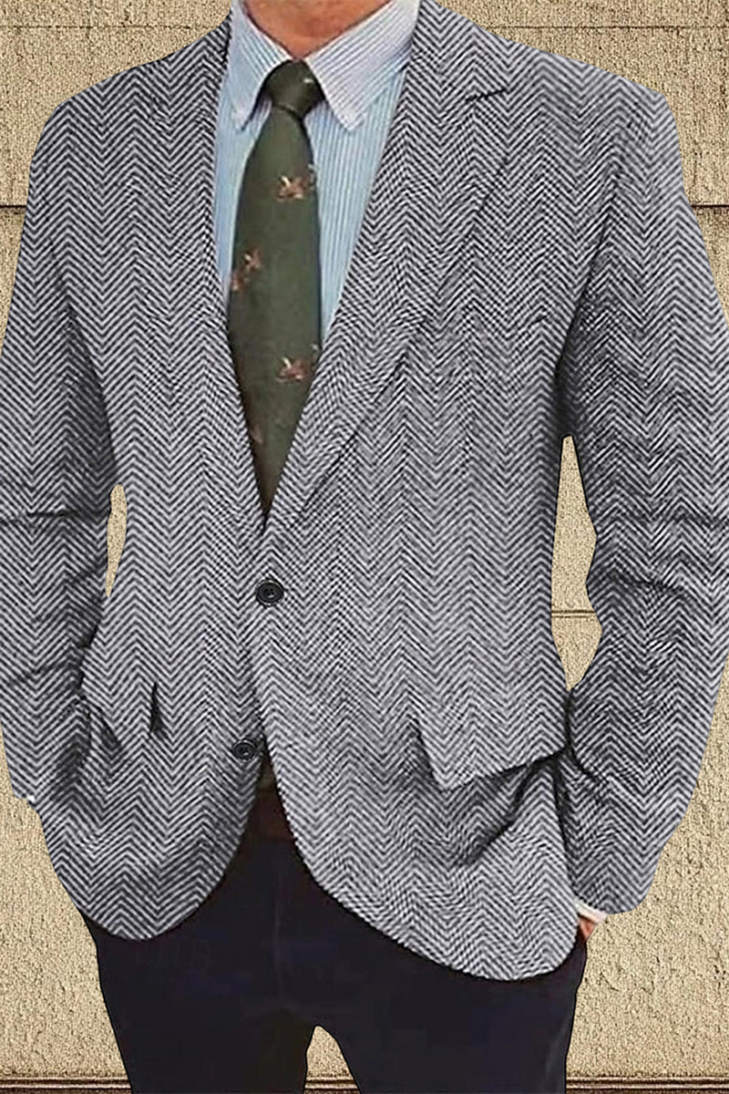 Load image into Gallery viewer, Notched Lapel Brown Tweed Men's Prom Blazer