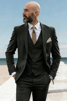 Load image into Gallery viewer, Notched Lapel 3 Pieces Army Green Men's Prom Suits