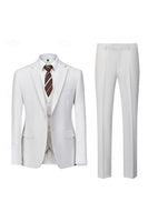 Load image into Gallery viewer, Notched Lapel 3 Pieces Single Buckle White Men's Prom Suits